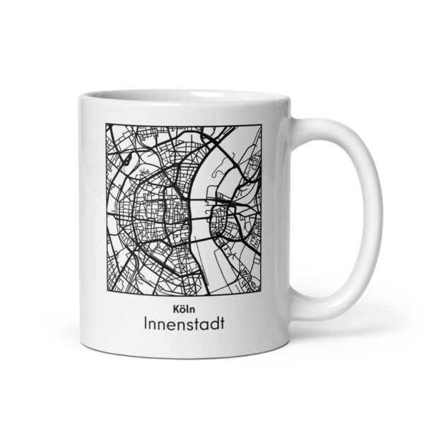 Innenstadt Tasse – Straßenkarte Köln, quadratisch