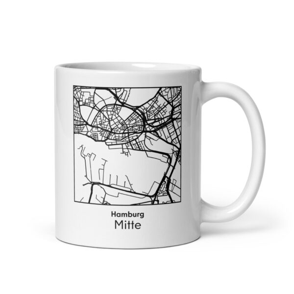 Mitte Tasse – Straßenkarte Hamburg, quadratisch