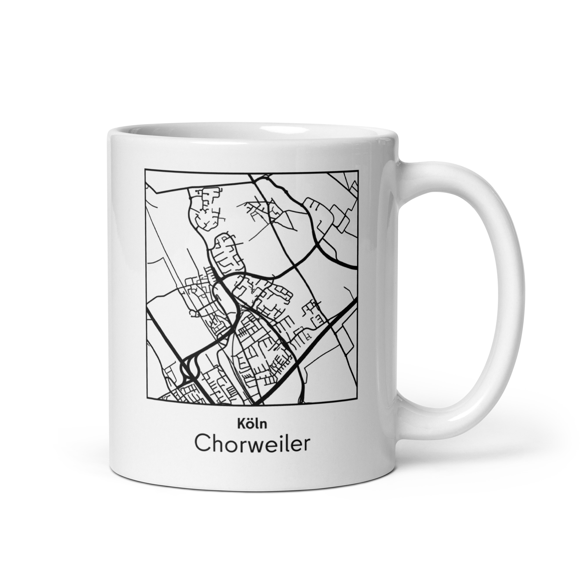 Chorweiler Tasse – Straßenkarte Köln, quadratisch