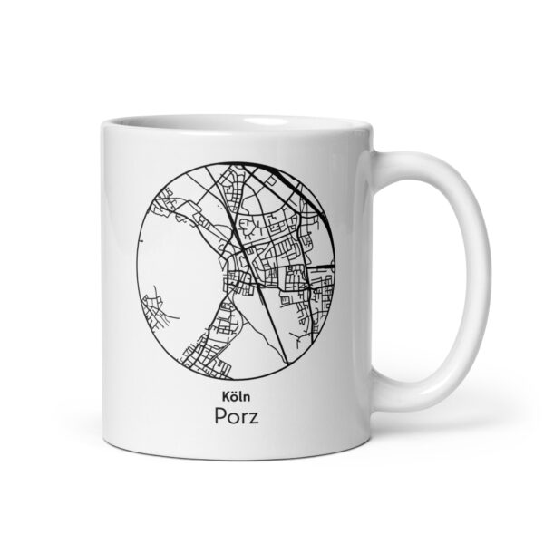 Porz Tasse – Straßenkarte Köln, rund