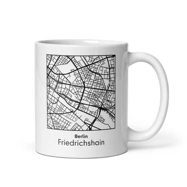 Friedrichshain Tasse – Straßenkarte Berlin, quadratisch