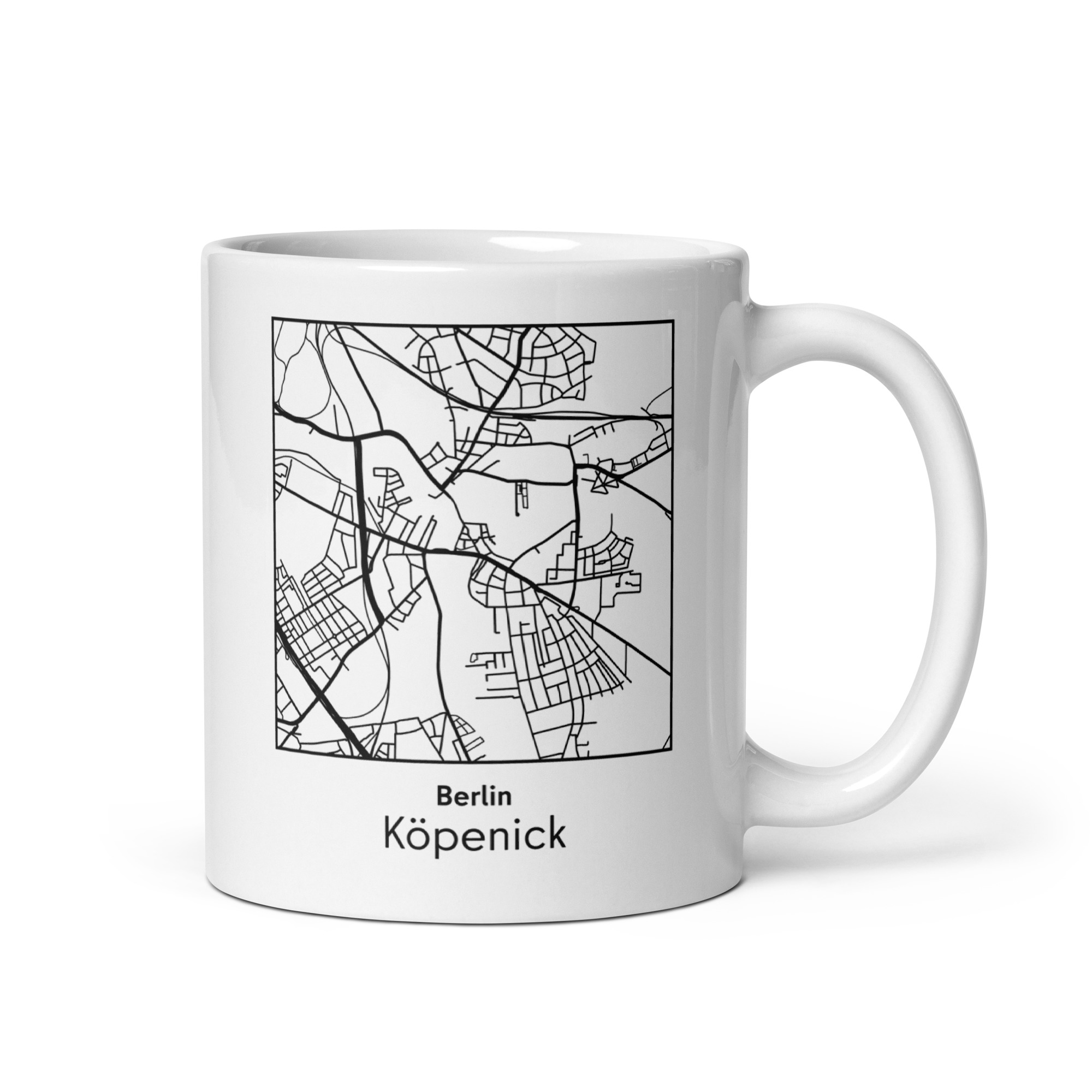 Köpenick Tasse – Straßenkarte Berlin, quadratisch