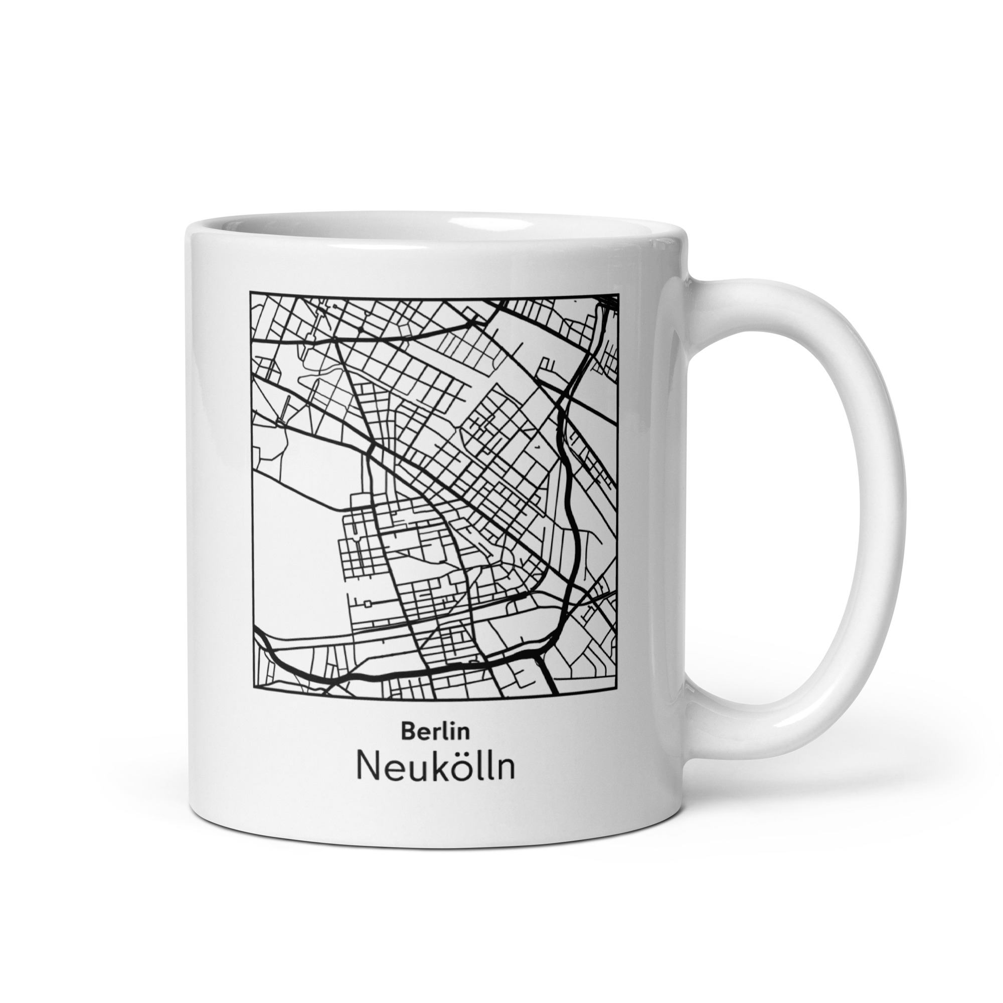 Neukölln Tasse – Straßenkarte Berlin, quadratisch