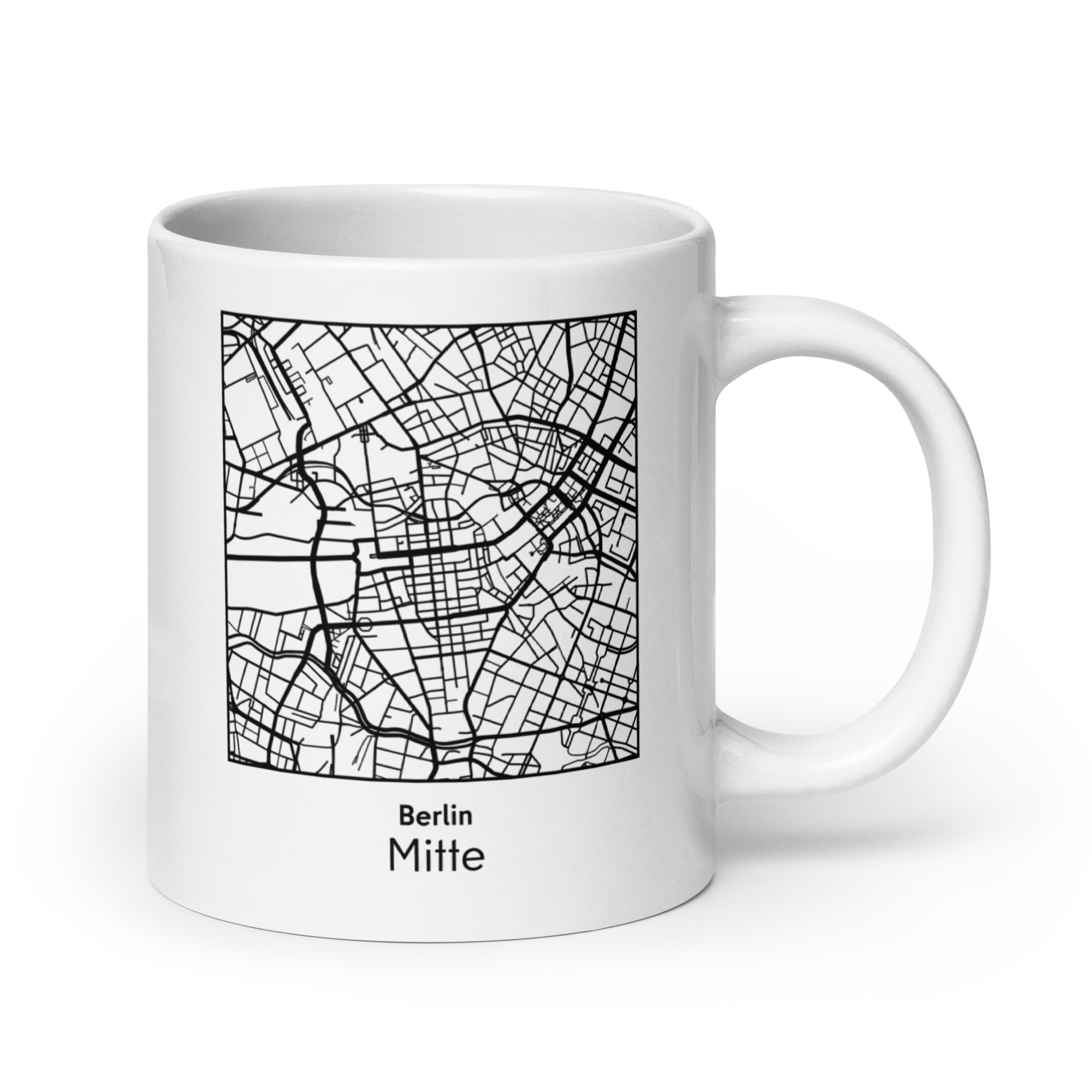 Personalisierte Weiße, glänzende Tasse - 20 oz mit Stadtkarte – Ort frei wählbar